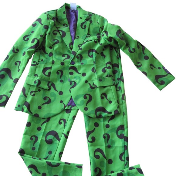 Suitmeister Riddler Costume Youth Size L 12-14 Suit Jacket Pants Batman Villain - Picture 1 of 7